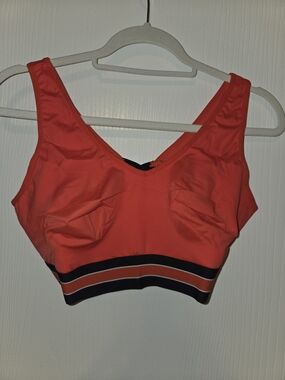 Ruby Ribbon Coral Sports Bralette with Striped Underband